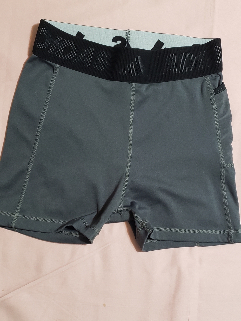 adidas Dark Slate Green Techfit High-Waist Bike Shorts with Black Waistband